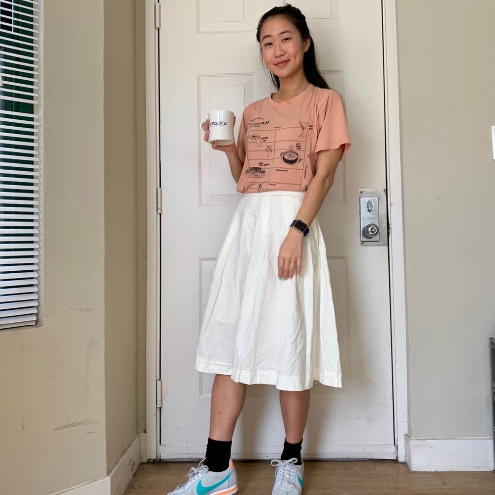 Uniqlo White Linen/Cotton skirt